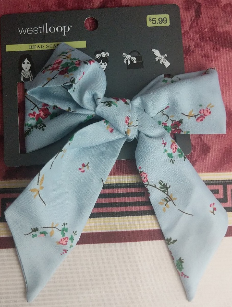 Westloop Head Scarf Light Blue & Floral Headscarf New