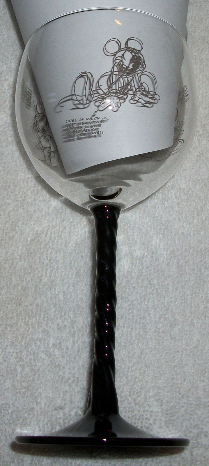 Disney How to sketch Mickey Mouse Wine Glass black Excellent Condition