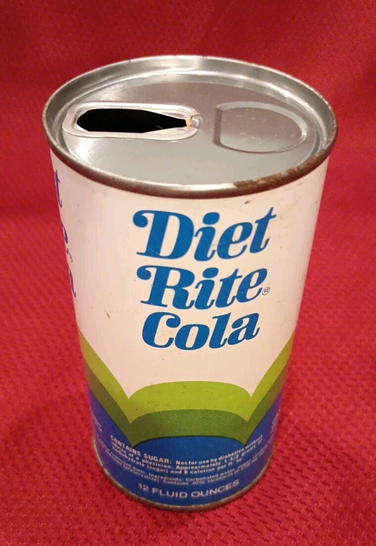 Vintage Diet Rite Cola 1970s Pull Tab Steel Pop Can. Very Nice Condition!