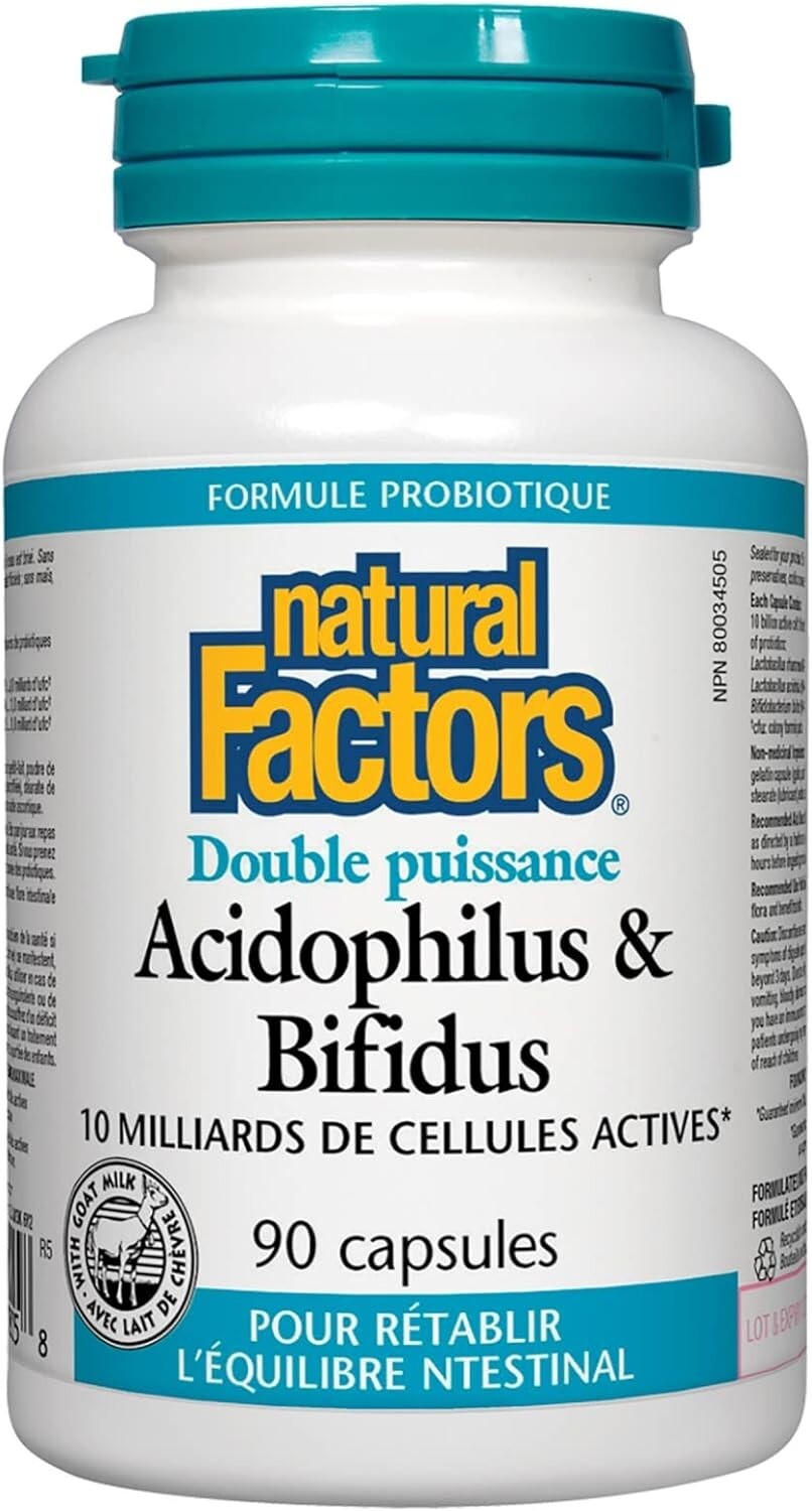 Natural Factors, Acidophilus & Bifidus Double Strength, 90 caps
