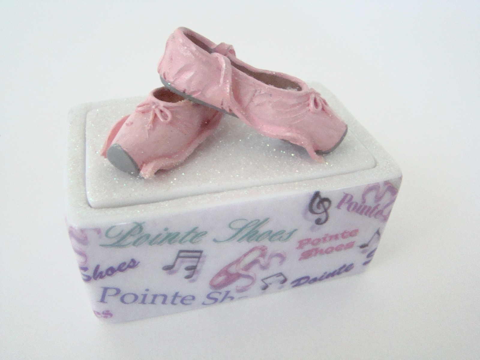 ENESCO Porcelain Trinket Box - Pointe Shoe Covered box