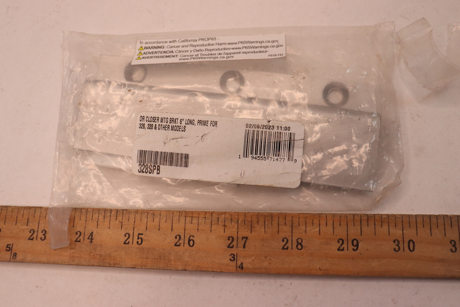 Zero Door Closer Mounting Bracket for 326 328 6" Long 328SPB