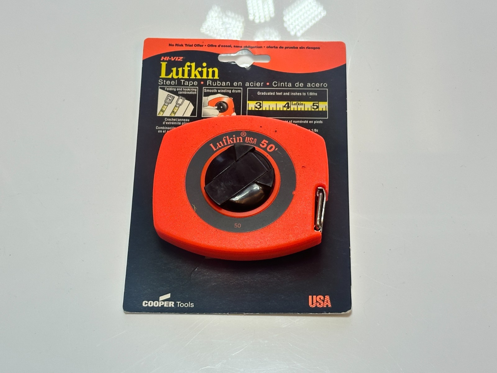 NEW Lufkin Tools USA Hi-Viz Orange 50’ Steel Tape Measuring Tape, NEW Old Stock