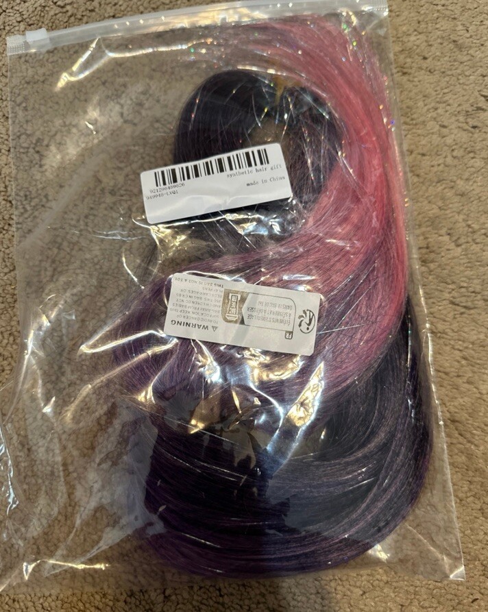 New Synthetic hair gift purple pink color 120cm