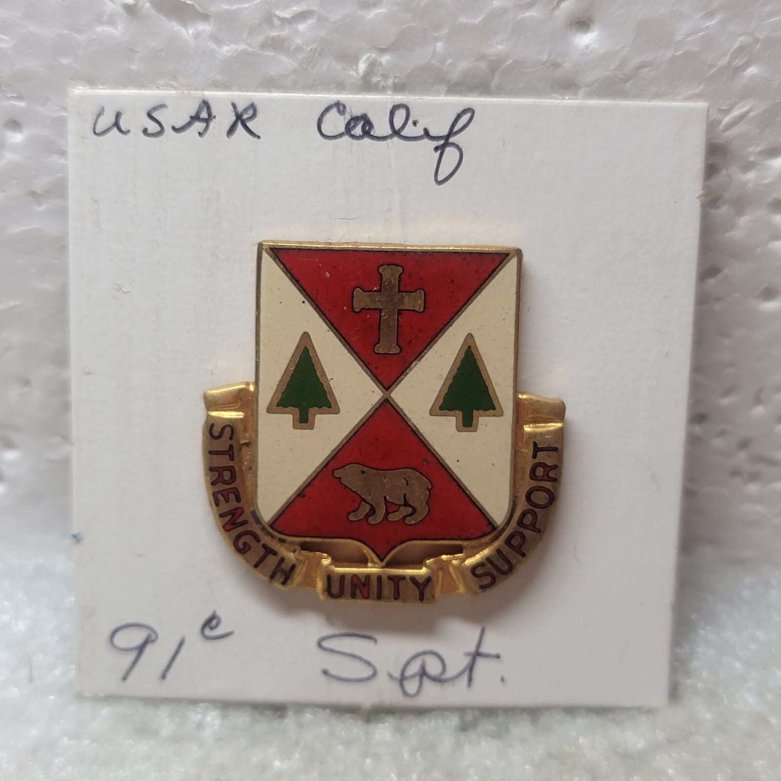 VTG US Army 91st Support Battalion Pin Strength Unity Support DUI DI Crest D22