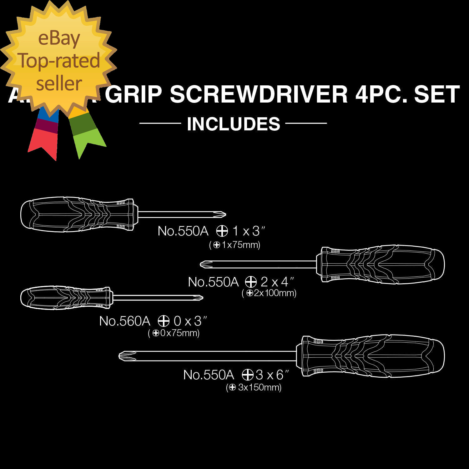 ARMOR GRIP JISDRIVE Screwdriver 4PC Set In new for Easy use Lightweight