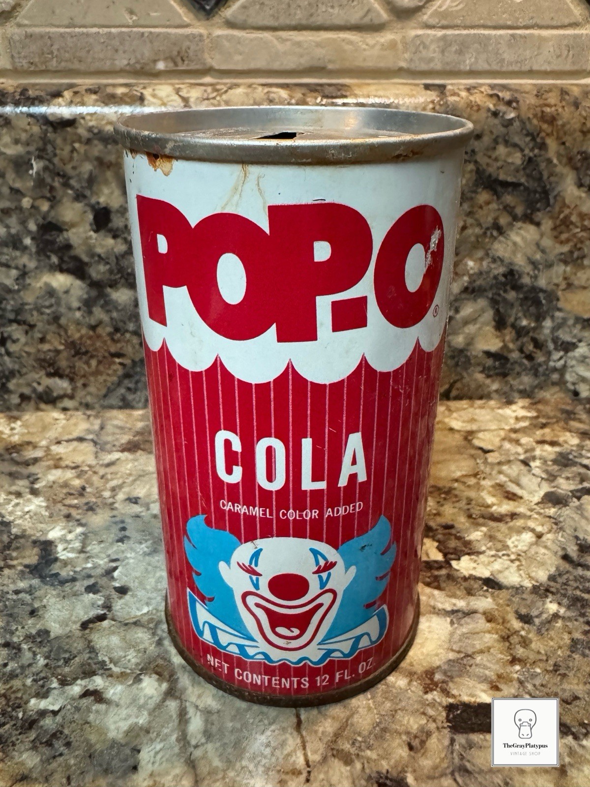 Super Rare 1968 Pop-O Cola Soda Can Clown Circus United Grocers 12oz.
