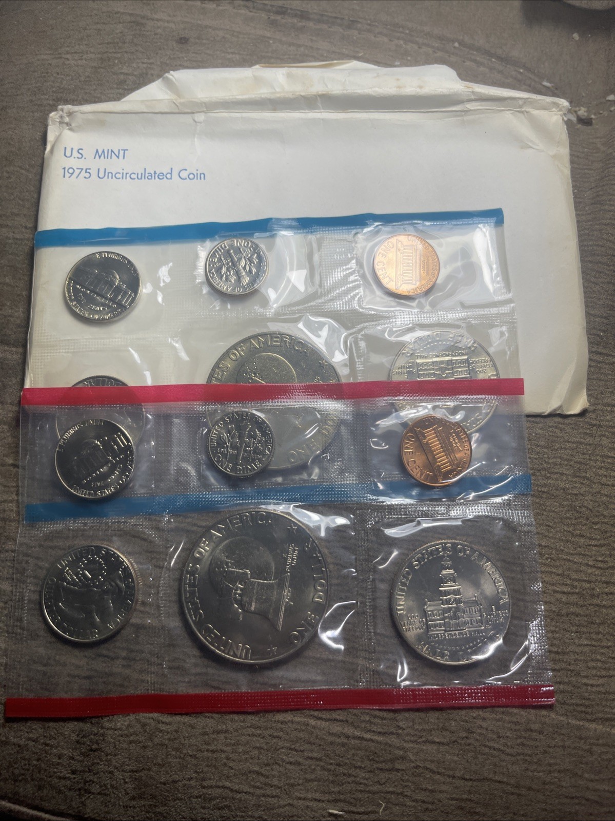 1975 Mint Set Original Envelope 12 Brilliant Uncirculated Coins