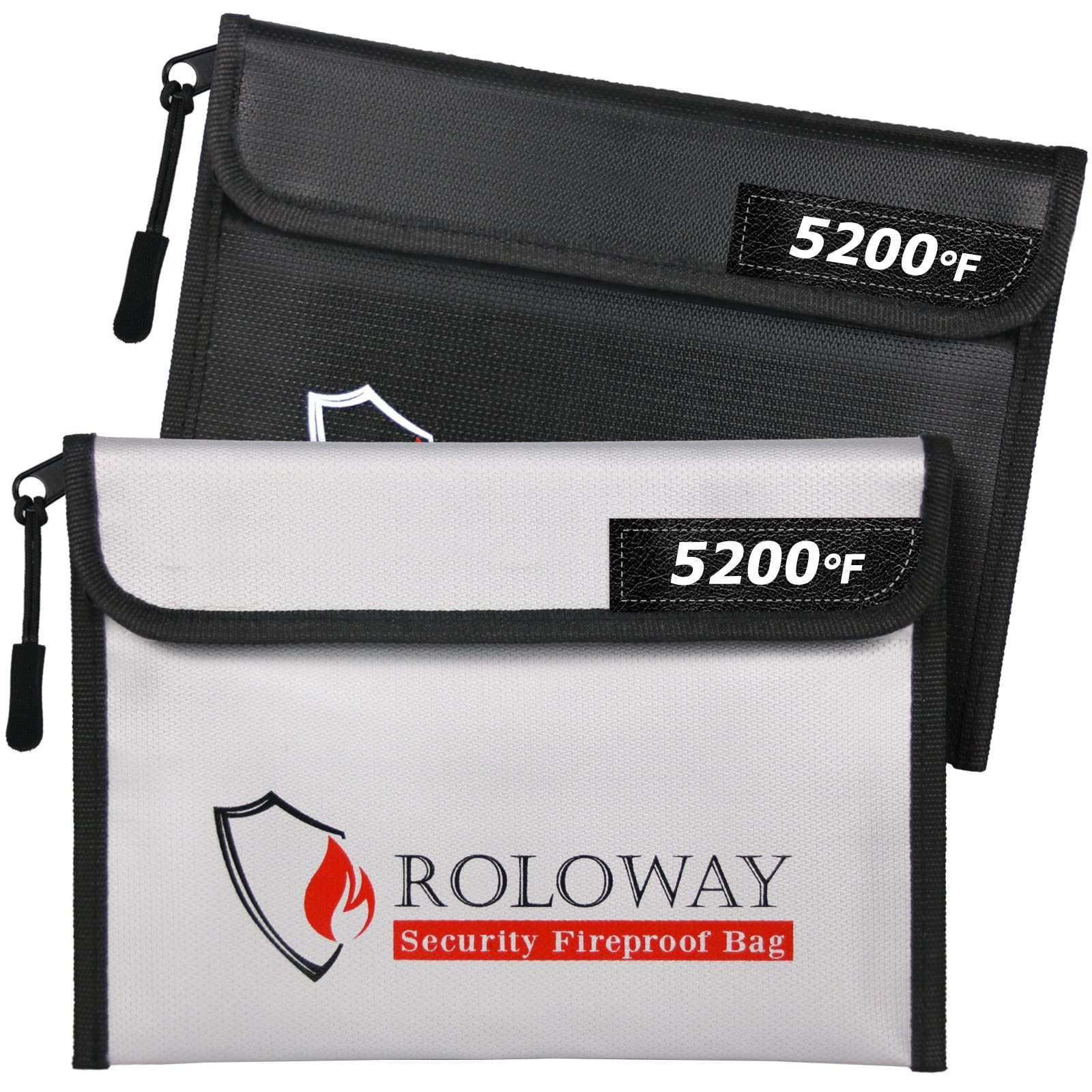 ROLOWAY Fireproof Bag (9.6 x 6.6 inches) 5200℉ Heat Insulated, Fireproof Mone...