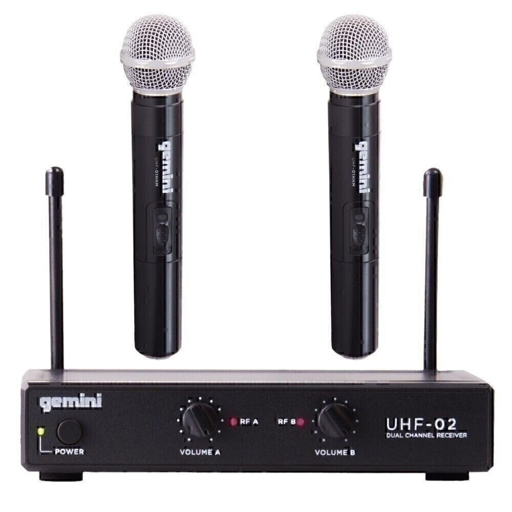 Gemini UHF-02M Pro Live Stage PA Karaoke Handheld Wireless Microphones