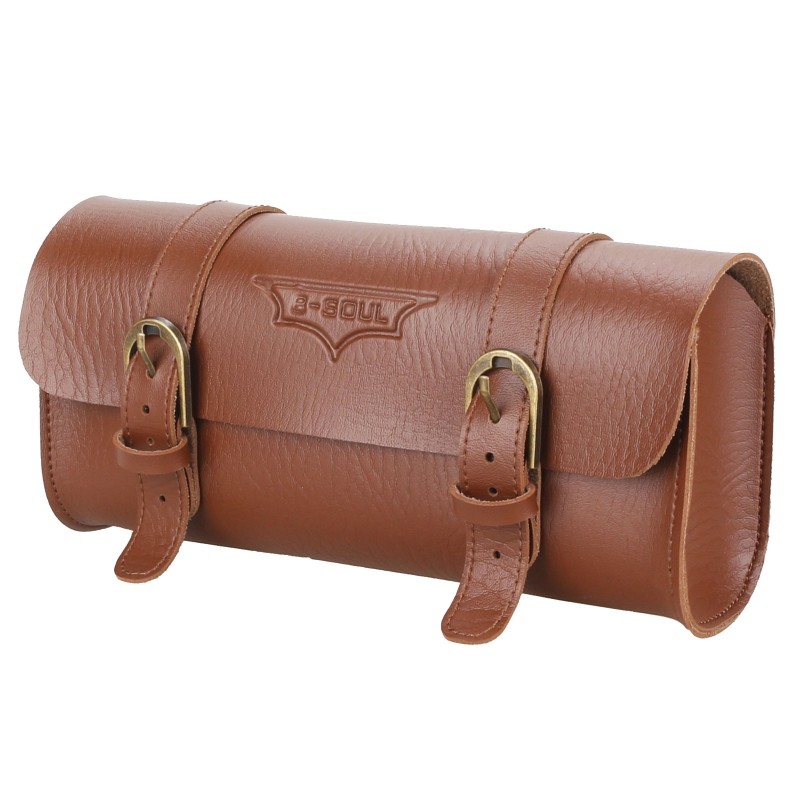 PU Leather Handmade Motorcycle Fork Bag Roll, Durable Storage Pouch with Straps