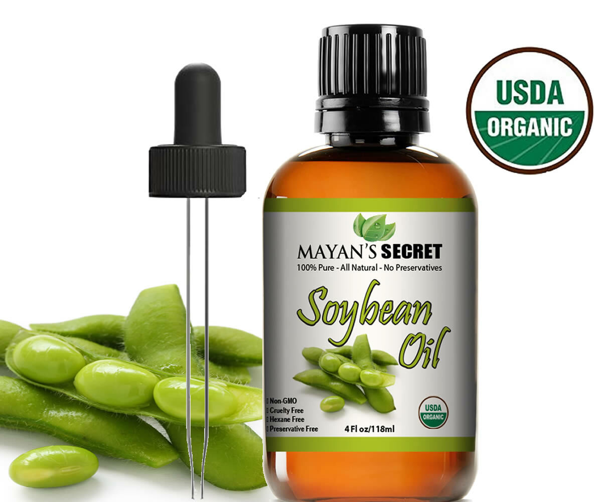 USDA Certified Organic SOYBEAN OIL PURE SOY OIL COLD PRESSED 4oz Glass Bottle