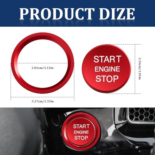 Car Push Start Button Cover, Start Stop Button Cover, Aluminum Auto Key