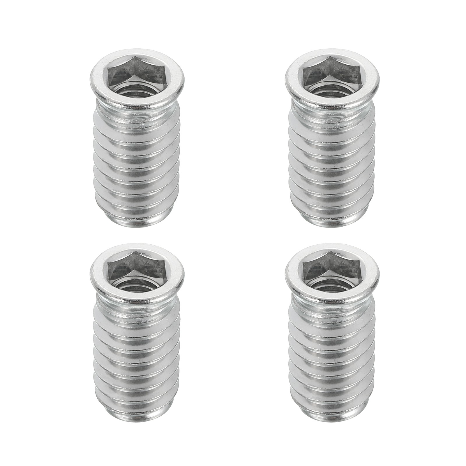 4Pcs Threaded Inserts Nuts, M8x25mm Hex Socket Drive Nut Inserts for Wood
