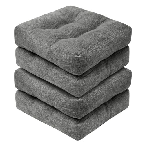 Chair Cushions for Dining Chairs, Non-Slip Chair 16"x16"(Pack of 4) Dark Grey