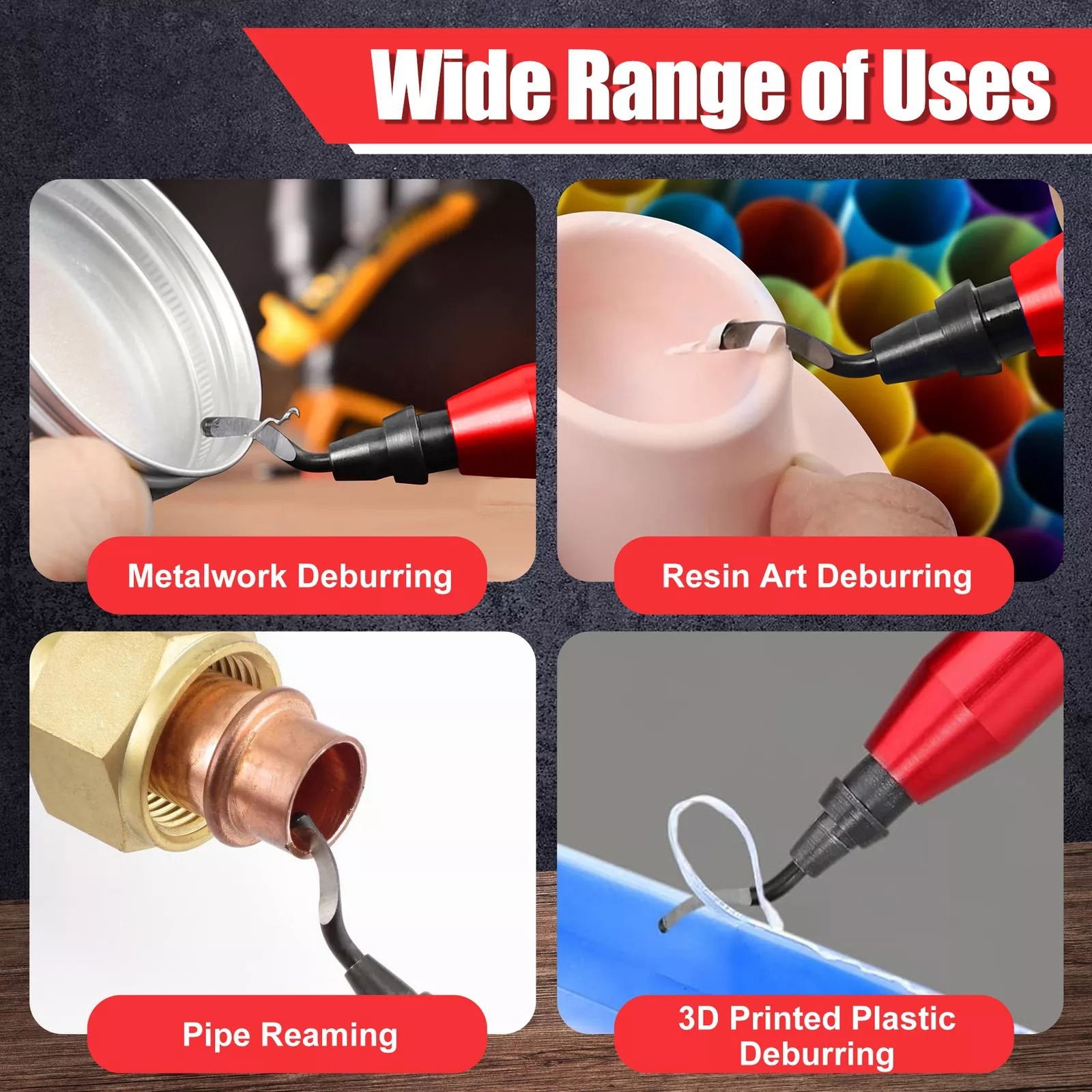 Deburring Tool Countersink Hand Reamer with 10PC Extra Blades Kit for Metal