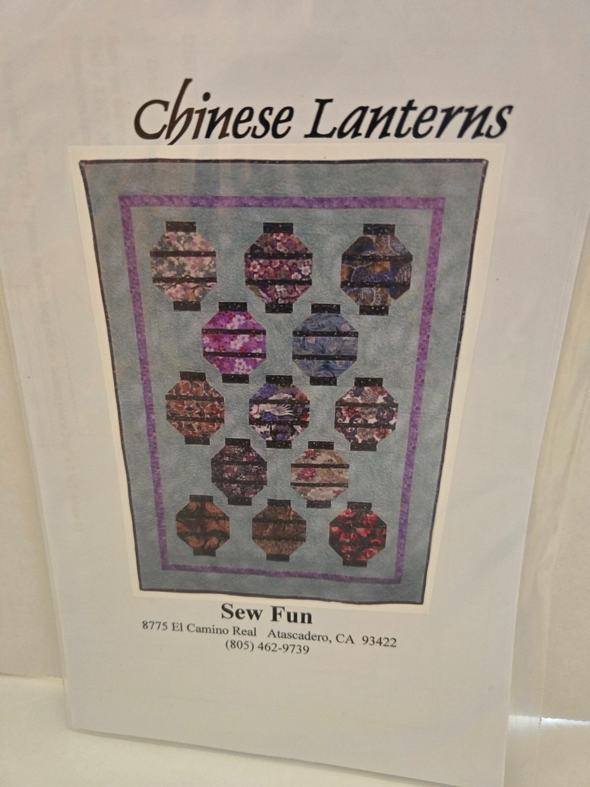 Chinese Lanterns Quilt Pattern by Sew Fun Approx 38"X52" NIP