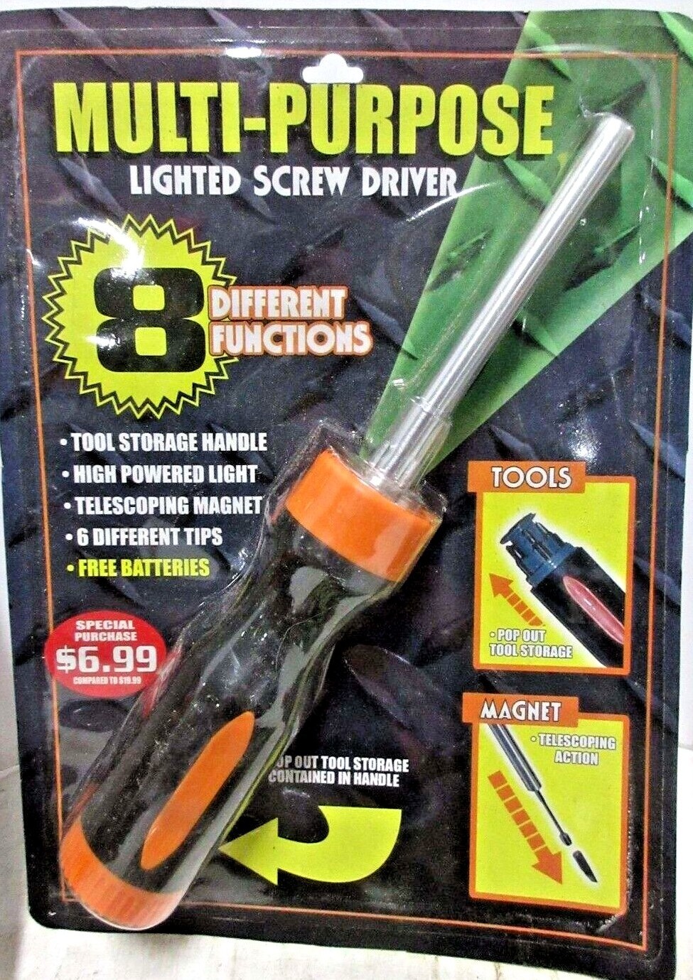 MULTI-PURPOSE LIGHTED SCREW DRIVER WITH 8 FUNCTIONS ~ NEW & FREE SHIPPING