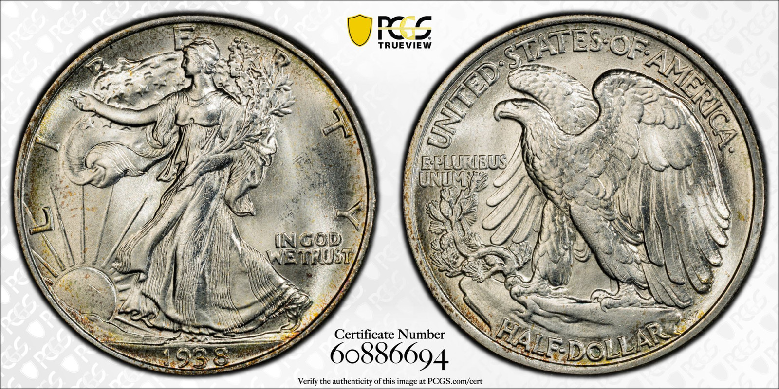 1938 P Half Dollars Liberty Walking PCGS MS-66+