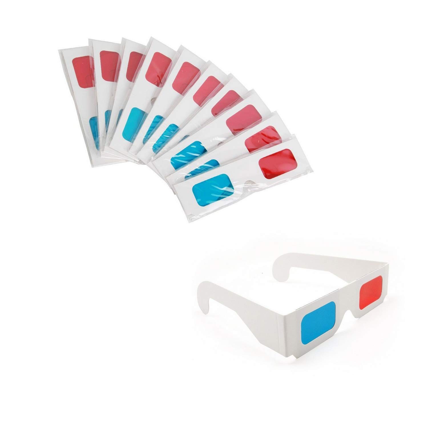 KRISMYA 3D Glasses for Movies,10 Pairs Red and Cyan White Frame...