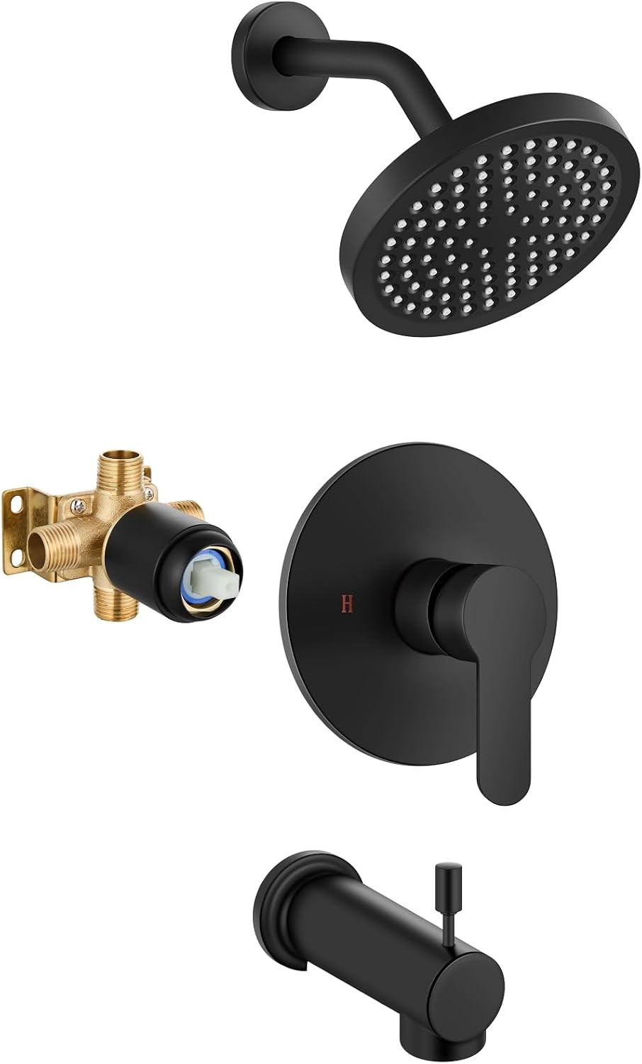 Shower Faucet Set with Valve, Tub Shower Faucet Set with 6-Inch Rain Shower Head