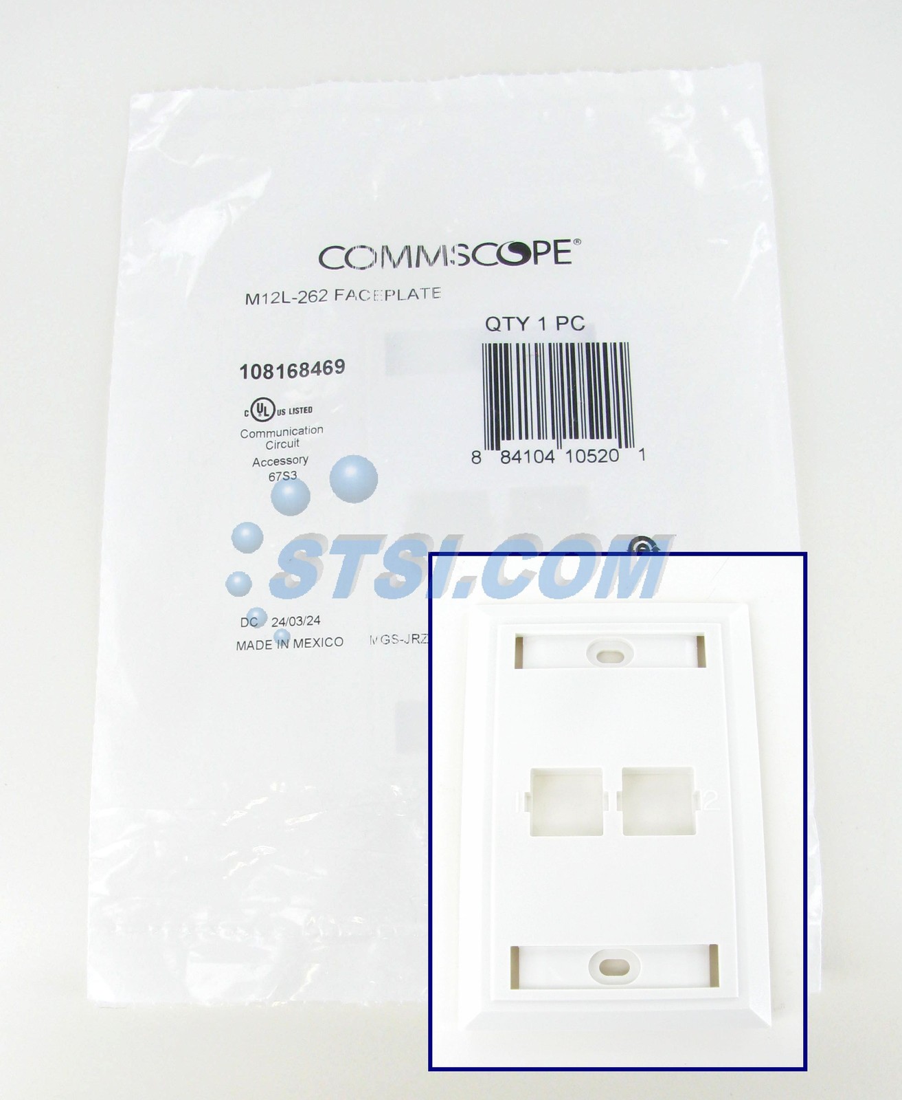 Commscope M12L-262 2-Port M-Series Flush Mounted Faceplate White 108168469 ~STSI