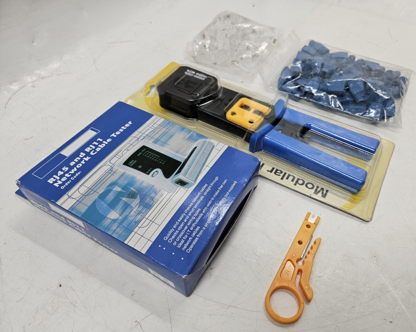 RJ45 Modular Plug Crimper w/ Network Cable Tester Tool Kit *NEW* - EB-18463