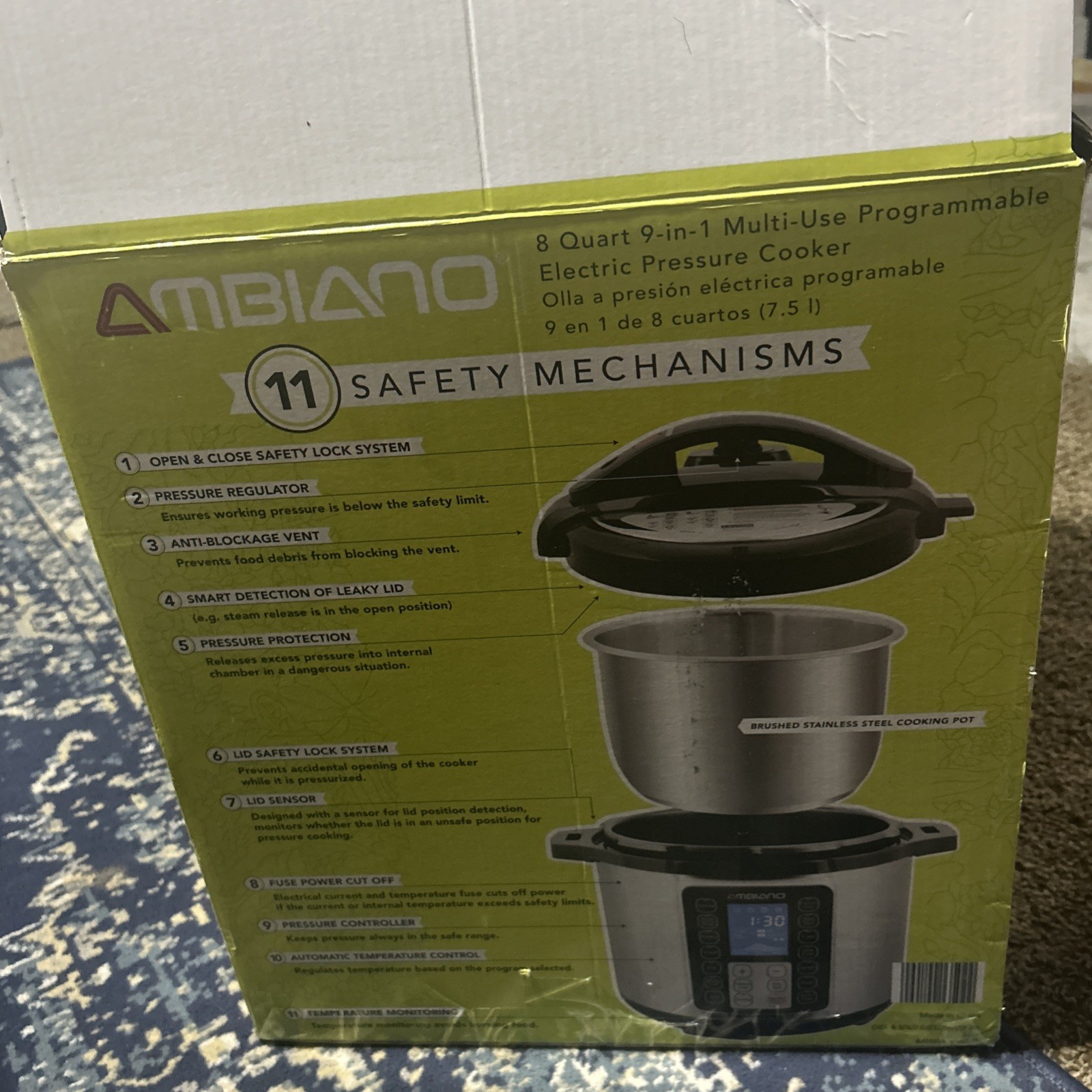 AMBIANO 8 QUART PROGRAMABLE PRESSURE COOKER GT801