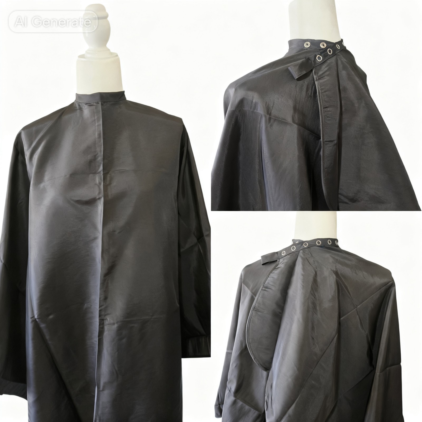Adjustable Cape Adult Nylon Reusable Black  Salon Styling
