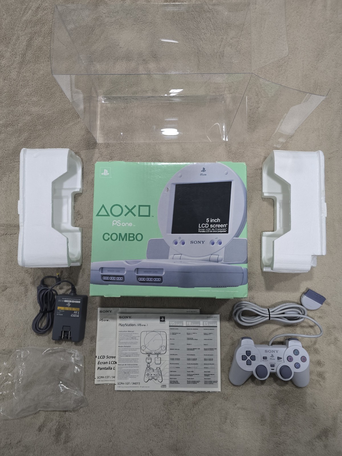 Sony PSone LCD Combo Box ONLY w Inserts Manuals OEM Controller, Power, Protector