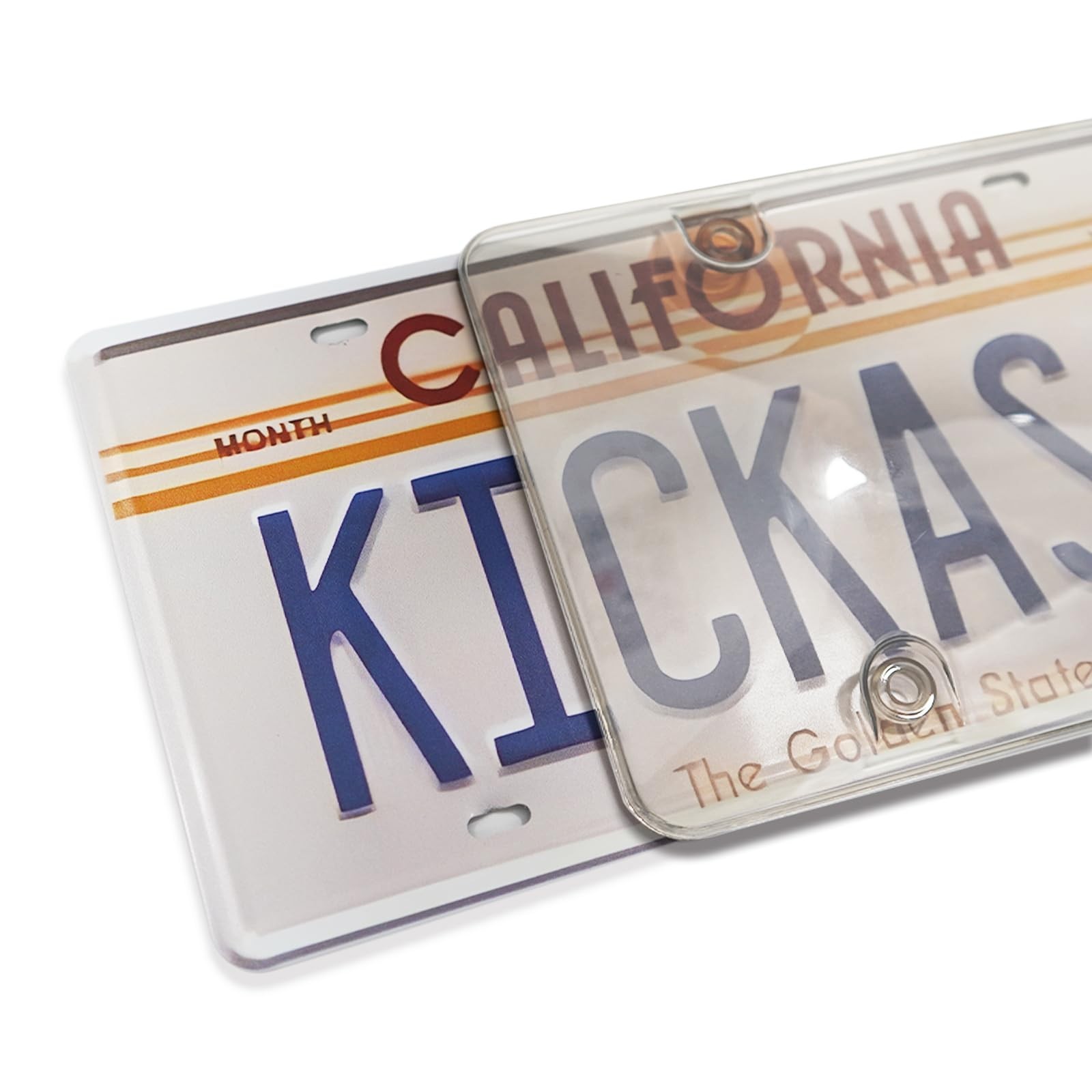 2pc gray License Plate Covers & Frames Auto Tag Shield Protector Front Rear