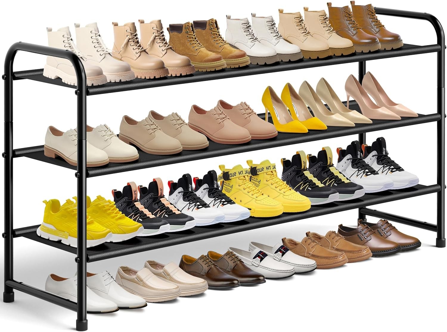 3-Tier Long Shoe Rack Closet Shoe Organizer Closet Floor Entryway Storage
