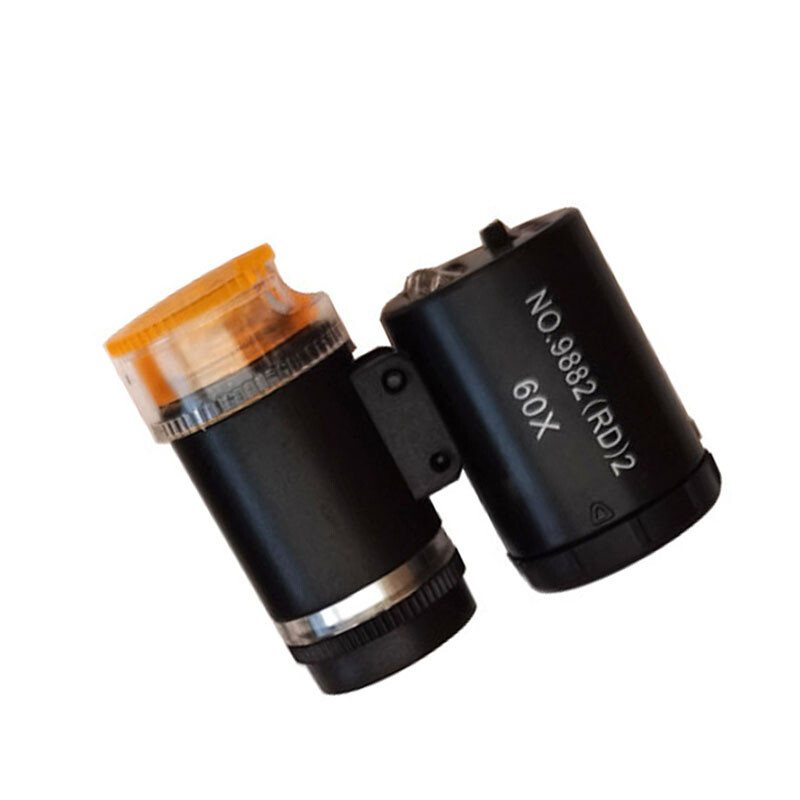 Black 60X LED UV Light Illuminated Pocket Microscope Loupe Magnifier document