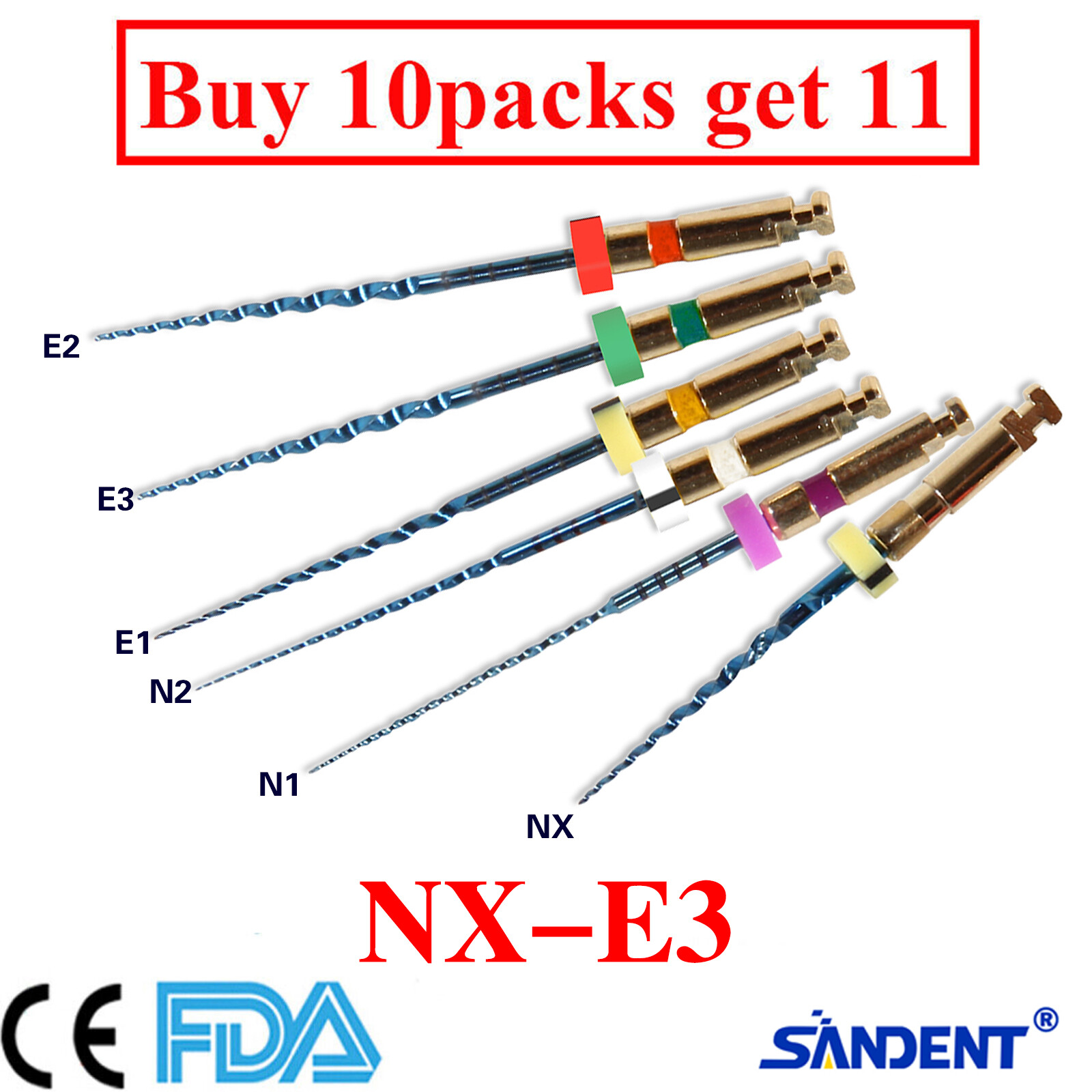 6pcs Endodontic SANDENT Endo Files Rotary NITI Files X-Pro 21/25/31MM USA STOCK