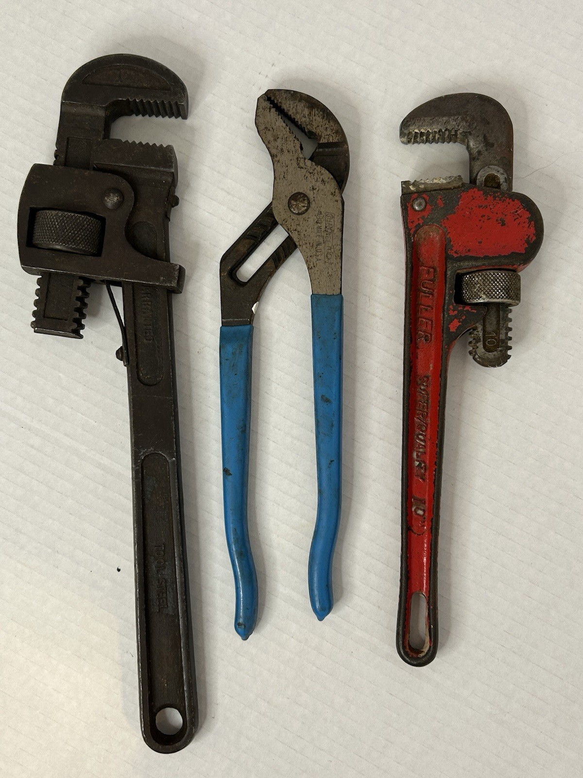 Pipe Wrench & Pliers Lot 3pc Channelock 430 Fuller 10” Drop Forged USA Tools