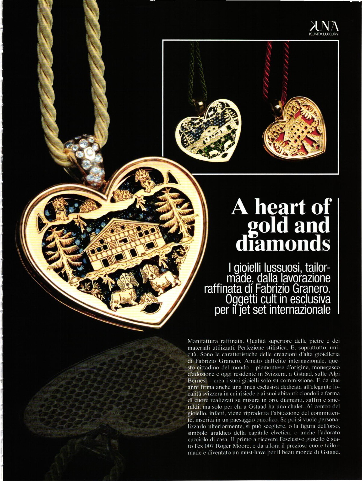 2015 Print Ad Kunta Luxury Gold Diamond Heart Pendants Dogs Cats Goats Homes 226