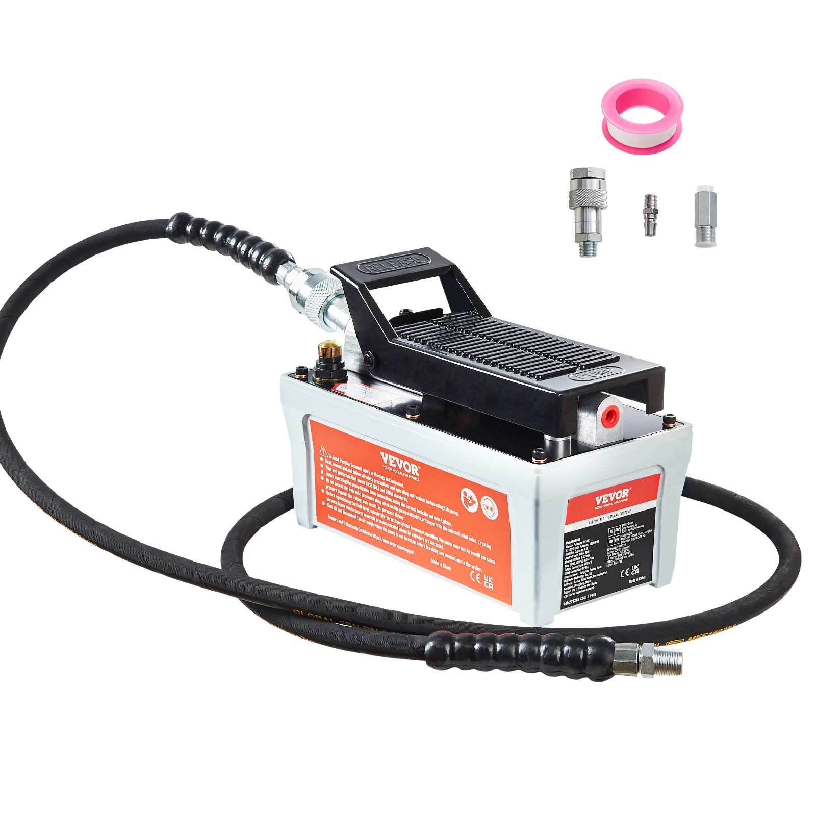 Air Hydraulic Pump Foot Operated Pump 10,000PSI 98in³ 6.6FT Auto Body Shop