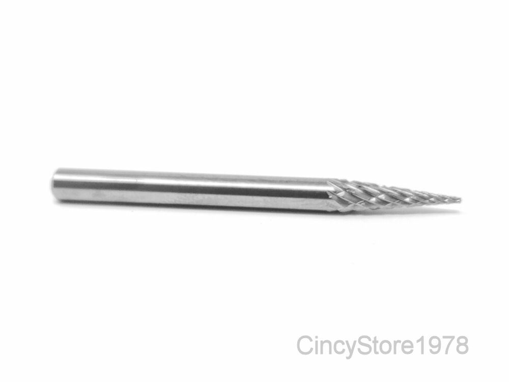 SM42D Cone SOLID Carbide Burr Bur Cutting Tool Die Grinder Bit 1/8"