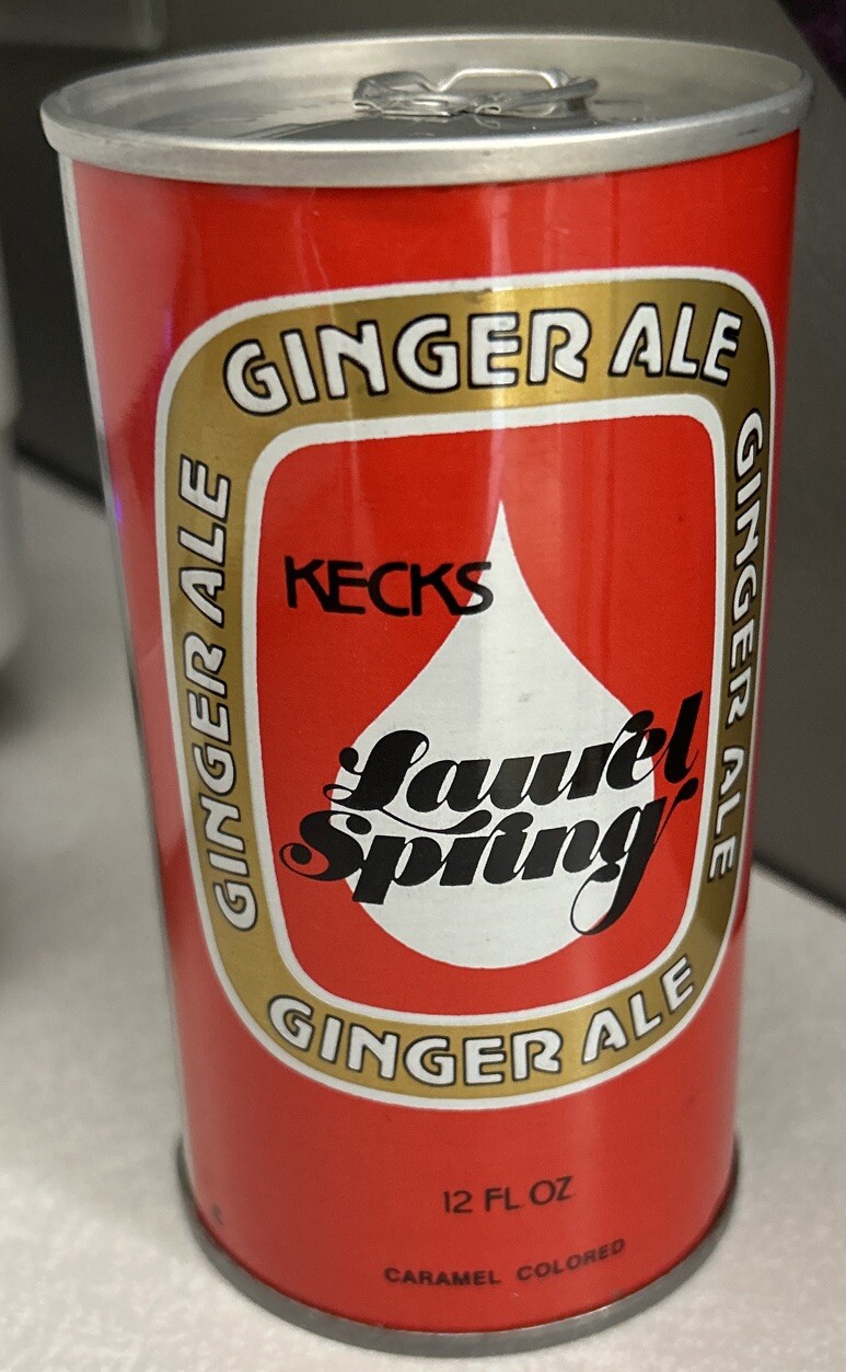 Vintage KECK’S LAUREL SPRING GINGER ALE 12 Oz. Steel Sealed Pull Tab Empty Can