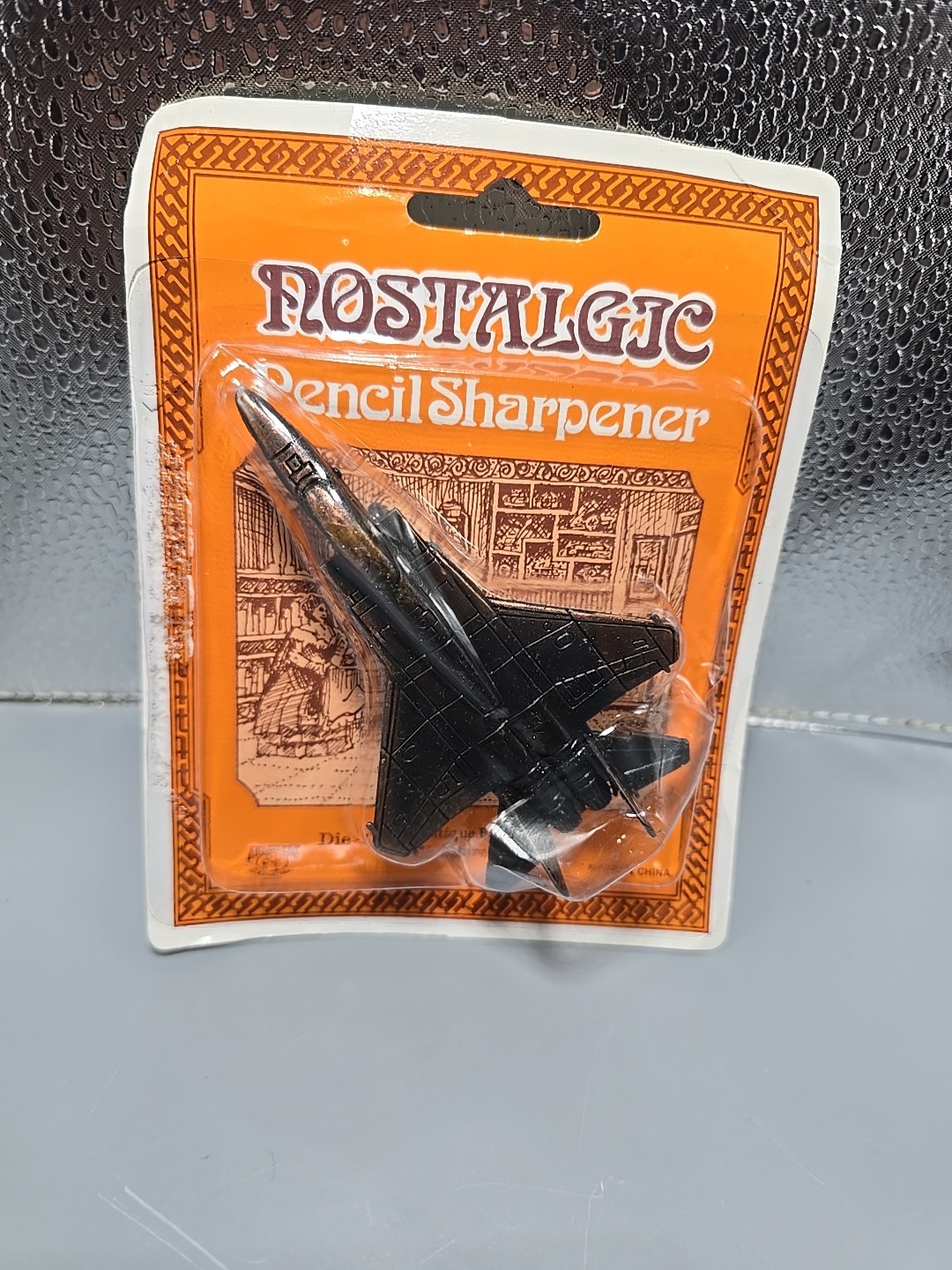 Vtg Die-Cast Metal Fighter Aircraft Missile Dual Engine Jet Pencil Sharpener