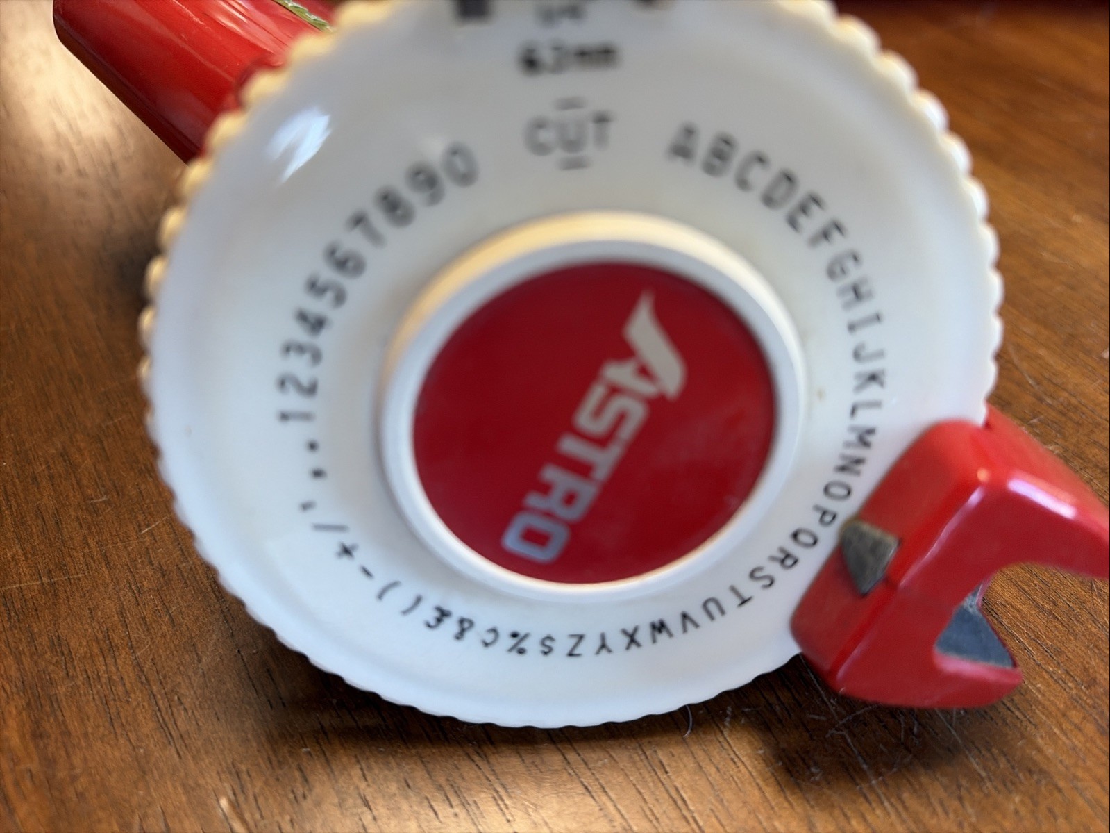 Vintage ASTRO Red Compact Model Handheld Rotary Label Maker Embosser