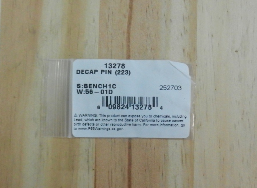 Dillon Precision 223 Decap Pin;  223 Rem Only;  1 Decapping Pin;  13278
