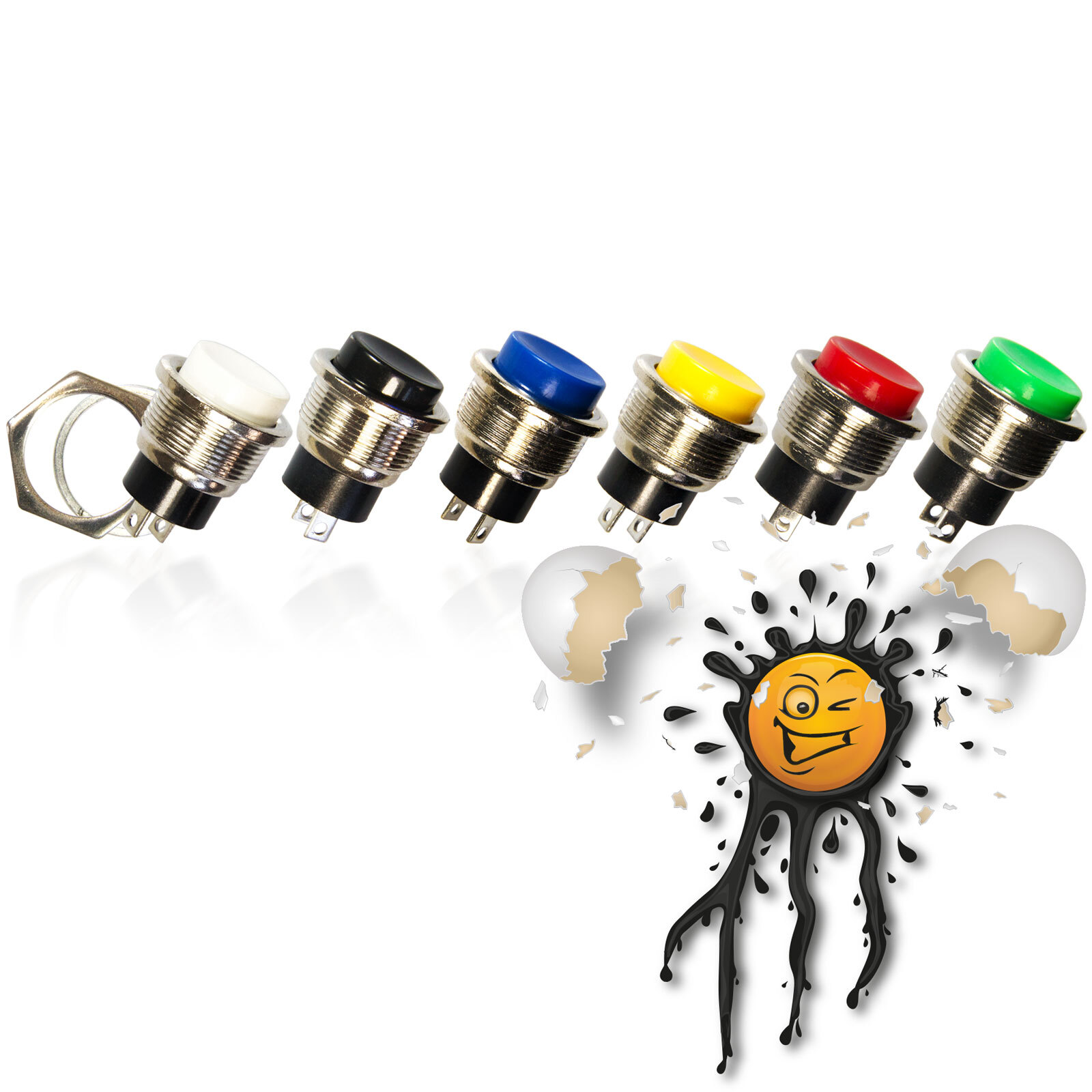 Pushbutton M16mm DS-212 pushbutton 12V 125VAC 3A aluminium 6 colours B-Stock
