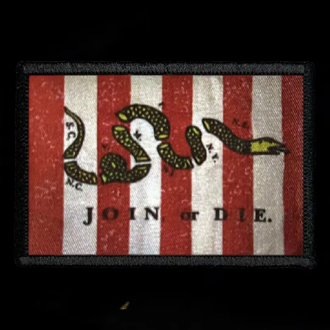 JOIN OR DIE PATRIOTIC SONS OF LIBERTY SNAKE Flag Hook Loop Tactical Morale Patch