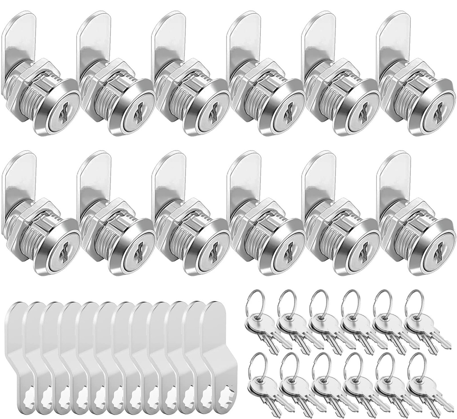 Sissinda 5/8'' Keyed Alike Cabinet Locks with Keys, 12 Packs, Waterproof, Dur...