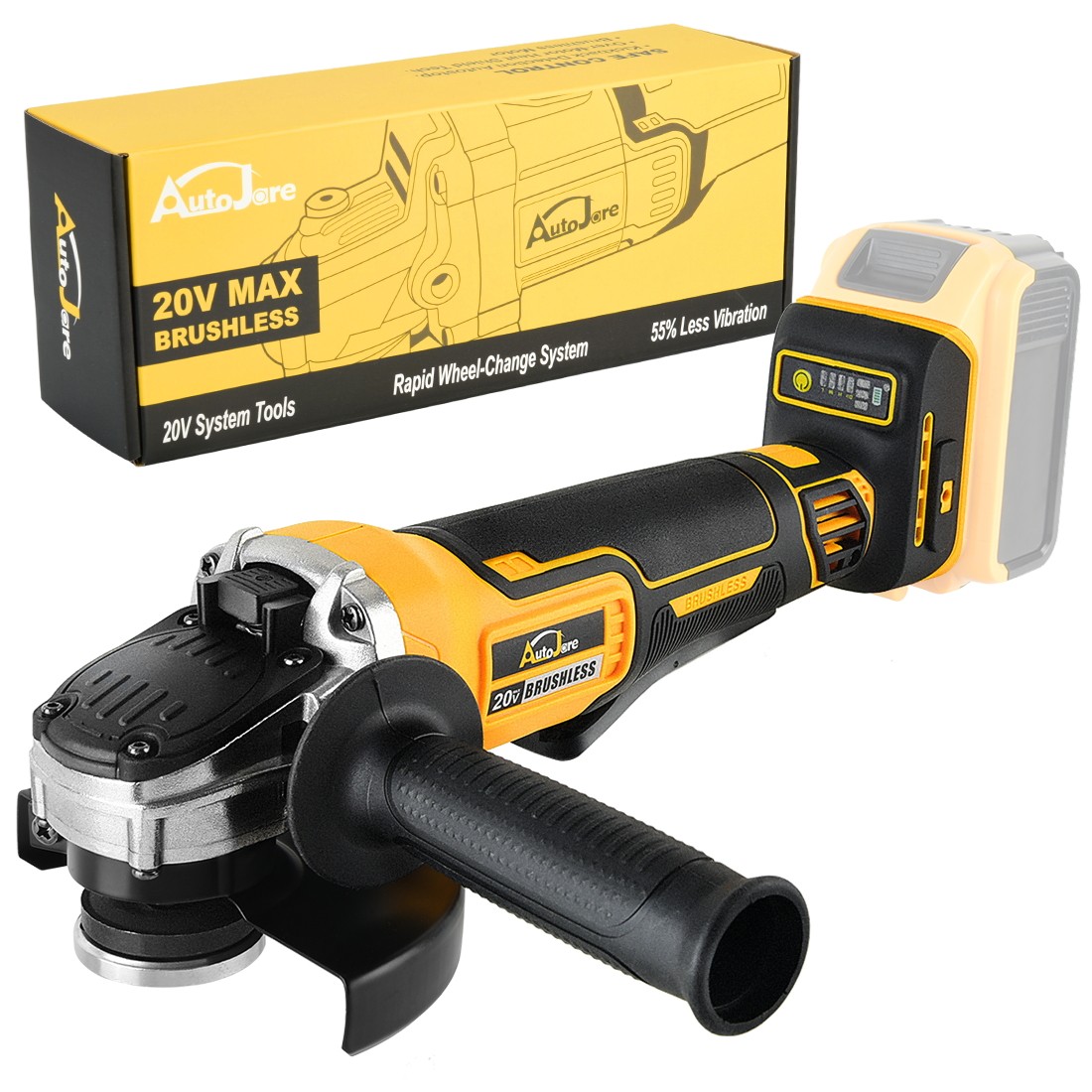 Cordless 4-1/2 Power Angle Grinder for Dewalt 20V Max Battery Brushless 9000 RPM