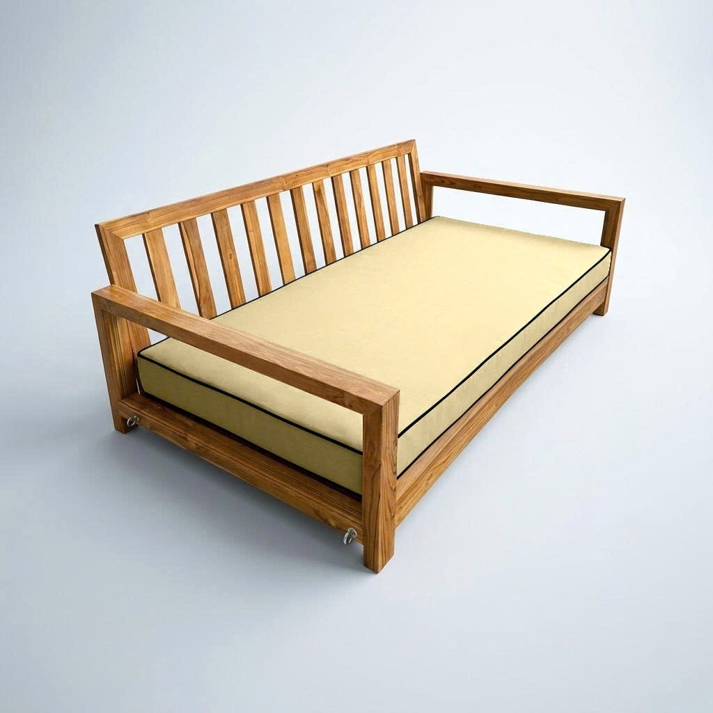 |COVER ONLY| Outdoor Contrast Trim 8" Queen Daybed Fitted Sheet Slipcover AD103