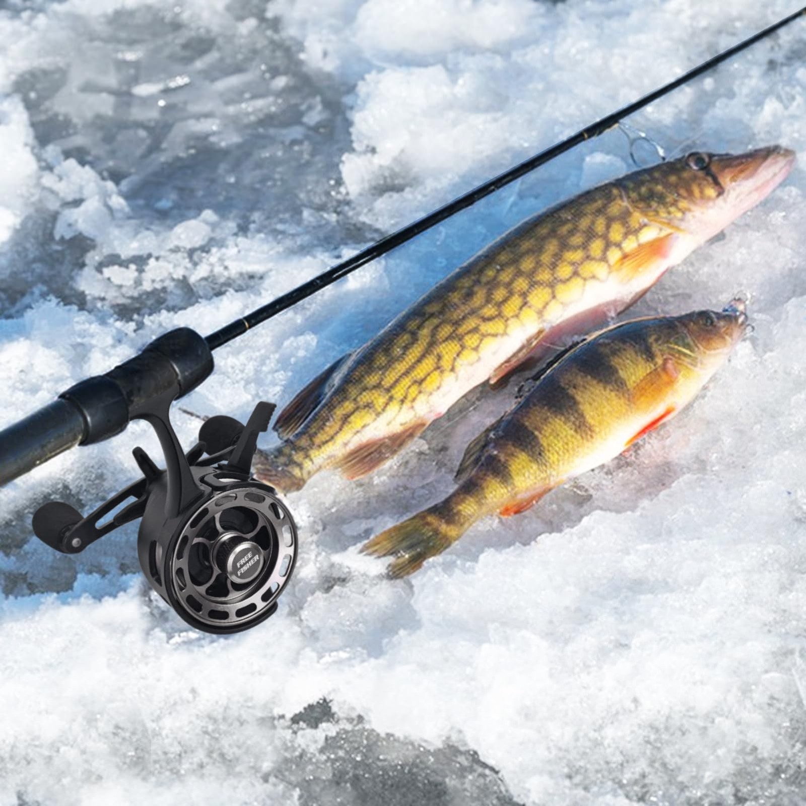 Fisher Ice Fishing Reel 3.2:1 Gear Ratio Ultra Smooth 3+1Ball Bearings Strength