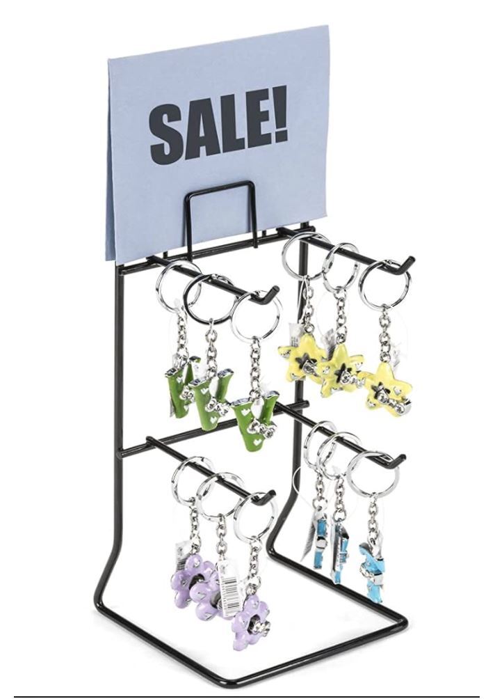 Keychain New 4 Peg - 9.8 " H Top Key Chain & Small Items Counter Display Rack