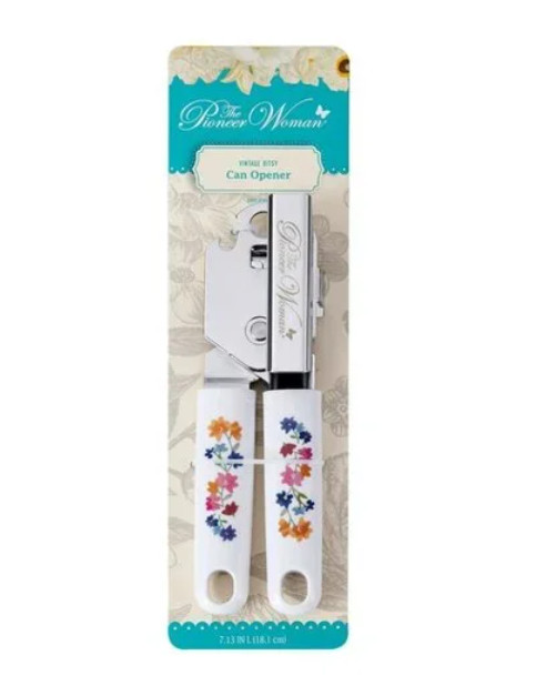 Pioneer Woman Vintage Ditsy Bottle Can Opener White Floral Metal Gift NEW! Free